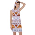 Bright Aztec Ethnic Seamless Pattern Racer Back Hoodie Dress