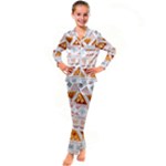 Bright Aztec Ethnic Seamless Pattern Kids  Satin Long Sleeve Pajamas Set