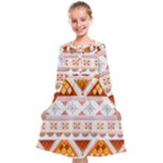 Bright Aztec Ethnic Seamless Pattern Kids  Midi Sailor Dress