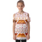 Bright Aztec Ethnic Seamless Pattern Fold Over Open Sleeve Top