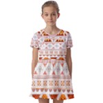 Bright Aztec Ethnic Seamless Pattern Kids  Short Sleeve Pinafore Style Dress