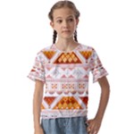 Bright Aztec Ethnic Seamless Pattern Kids  Cuff Sleeve Scrunch Bottom T-Shirt