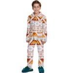 Bright Aztec Ethnic Seamless Pattern Kids  Long Sleeve Velvet Pajamas Set