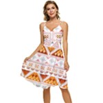 Bright Aztec Ethnic Seamless Pattern Sleeveless Tie Front Chiffon Dress