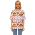 Bright Aztec Ethnic Seamless Pattern Oversized Basic T-Shirt