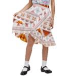 Bright Aztec Ethnic Seamless Pattern Kids  Ruffle Flared Wrap Midi Skirt