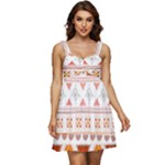 Bright Aztec Ethnic Seamless Pattern Ruffle Strap Babydoll Chiffon Dress