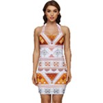 Bright Aztec Ethnic Seamless Pattern Sleeveless Wide Square Neckline Ruched Bodycon Dress