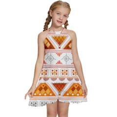 Kids  Halter Collar Waist Tie Chiffon Dress 