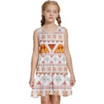 Bright Aztec Ethnic Seamless Pattern Kids  Sleeveless Tiered Mini Dress