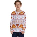 Bright Aztec Ethnic Seamless Pattern Kids  Crewneck Sweatshirt