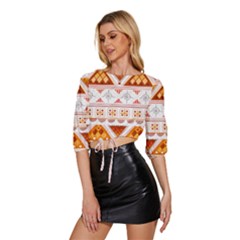 Mid Sleeve Drawstring Hem Top 