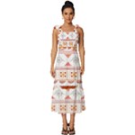 Bright Aztec Ethnic Seamless Pattern Tie-Strap Tiered Midi Chiffon Dress