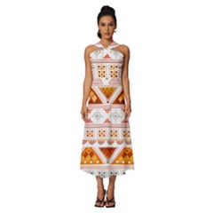 Sleeveless Cross Front Cocktail Midi Chiffon Dress 