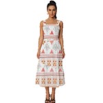 Bright Aztec Ethnic Seamless Pattern Square Neckline Tiered Midi Dress