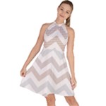 Colored Zigzag Seamless Patterns Sleeveless Halter Neck A-Line Dress