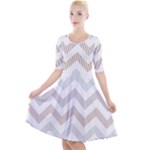 Colored Zigzag Seamless Patterns Quarter Sleeve A-Line Dress