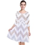 Colored Zigzag Seamless Patterns Quarter Sleeve Waist Band Dress