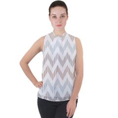 Mock Neck Chiffon Sleeveless Top 