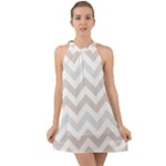 Colored Zigzag Seamless Patterns Halter Tie Back Chiffon Dress