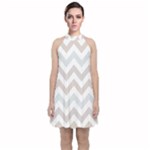 Colored Zigzag Seamless Patterns Velvet Halter Neckline Dress 