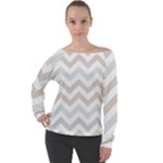 Colored Zigzag Seamless Patterns Off Shoulder Long Sleeve Velour Top