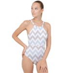 Colored Zigzag Seamless Patterns High Neck One Piece Swimsuit