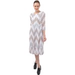 Colored Zigzag Seamless Patterns Ruffle End Midi Chiffon Dress