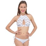 Colored Zigzag Seamless Patterns Cross Front Halter Bikini Top