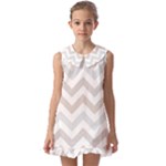 Colored Zigzag Seamless Patterns Kids  Pilgrim Collar Ruffle Hem Dress