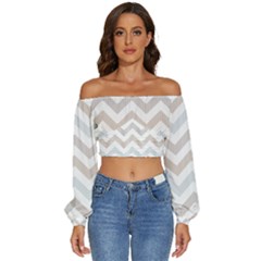 Long Sleeve Crinkled Weave Crop Top 