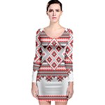 Retro Knitting Patterns Seamless Long Sleeve Bodycon Dress