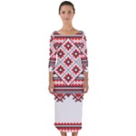 Retro Knitting Patterns Seamless Quarter Sleeve Midi Bodycon Dress