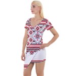 Retro Knitting Patterns Seamless Short Sleeve Asymmetric Mini Dress