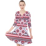 Retro Knitting Patterns Seamless Quarter Sleeve Front Wrap Dress