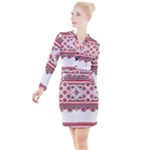 Retro Knitting Patterns Seamless Button Long Sleeve Dress