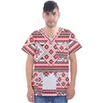 Retro Knitting Patterns Seamless Men s V-Neck Scrub Top