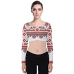 Retro Knitting Patterns Seamless Velvet Long Sleeve Crop Top