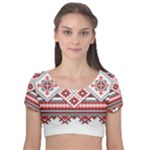 Retro Knitting Patterns Seamless Velvet Short Sleeve Crop Top 