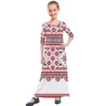 Retro Knitting Patterns Seamless Kids  Quarter Sleeve Maxi Dress