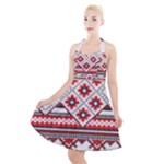 Retro Knitting Patterns Seamless Halter Party Swing Dress 