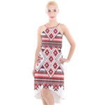 Retro Knitting Patterns Seamless High-Low Halter Chiffon Dress 