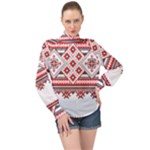 Retro Knitting Patterns Seamless High Neck Long Sleeve Chiffon Top