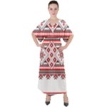 Retro Knitting Patterns Seamless V-Neck Boho Style Maxi Dress