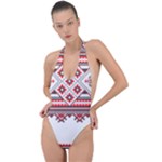 Retro Knitting Patterns Seamless Backless Halter One Piece Swimsuit