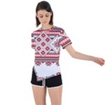 Retro Knitting Patterns Seamless Asymmetrical Short Sleeve Sports T-Shirt