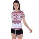 Retro Knitting Patterns Seamless Back Circle Cutout Sports T-Shirt