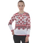 Retro Knitting Patterns Seamless Women s Long Sleeve Raglan T-Shirt