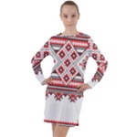 Retro Knitting Patterns Seamless Long Sleeve Hoodie Dress