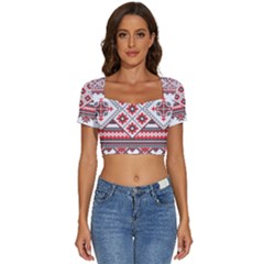 Short Sleeve Square Neckline Crop Top  